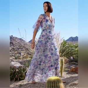 NWT Johnny Was Purple and Blue Floral Maxi Dress size M